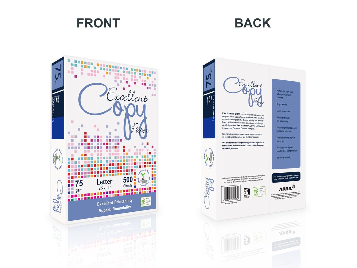 8 1/2 x 11 Excellent Copy 20# 95 Bright 75gsm 5,000/ctn