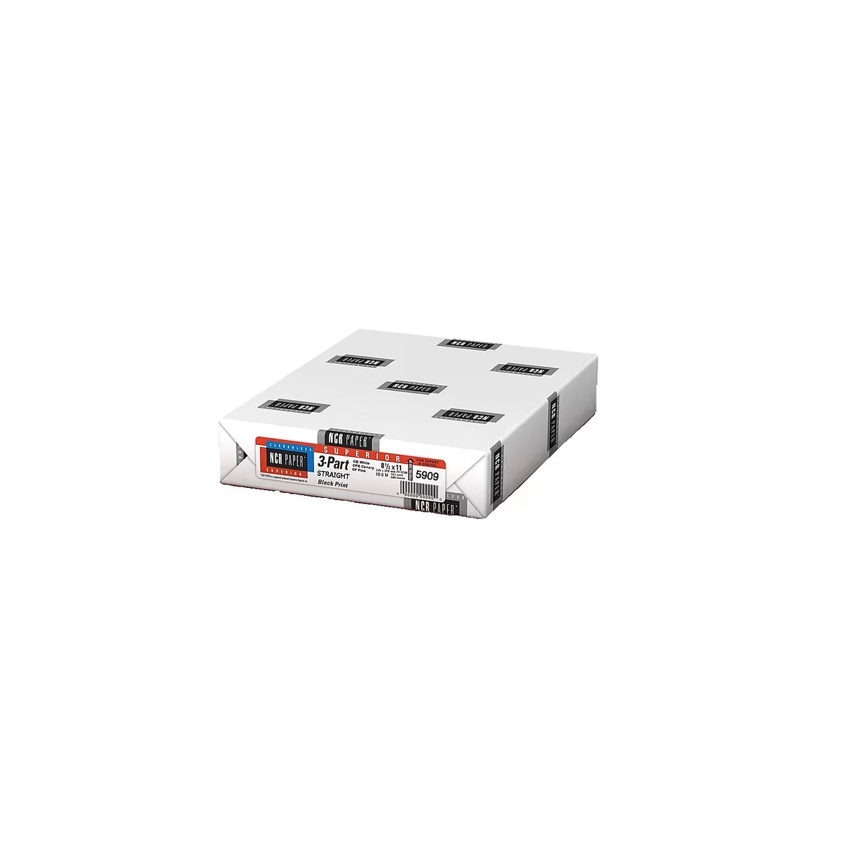 NCR Superior 8.5" x 11" 3prt Straight White/Canary/Pink Carbonless Paper, 20 lbs 92 Brightness, 500/Ream (#5909)