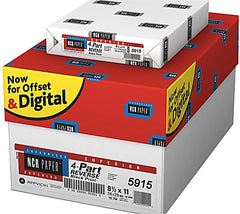 NCR Paper Superior 8 1/2 x 11 4prt NCR G/P/C/W , 10 Reams , 500/ream 5,000 Sheets Per Case, 22 Lb, 92 Brightness (#5915)