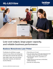 Brother HL-L6210DW Wireless Business Monochrome  Laser Printer with Large Paper Capacity, Wireless Networking, and Duplex Printing, Monochrome
