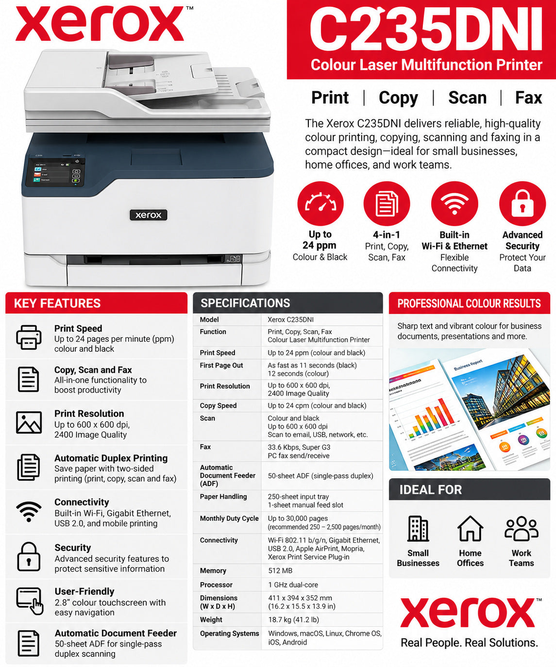 XEROX C235 COLOR MFP PRINTER 110V