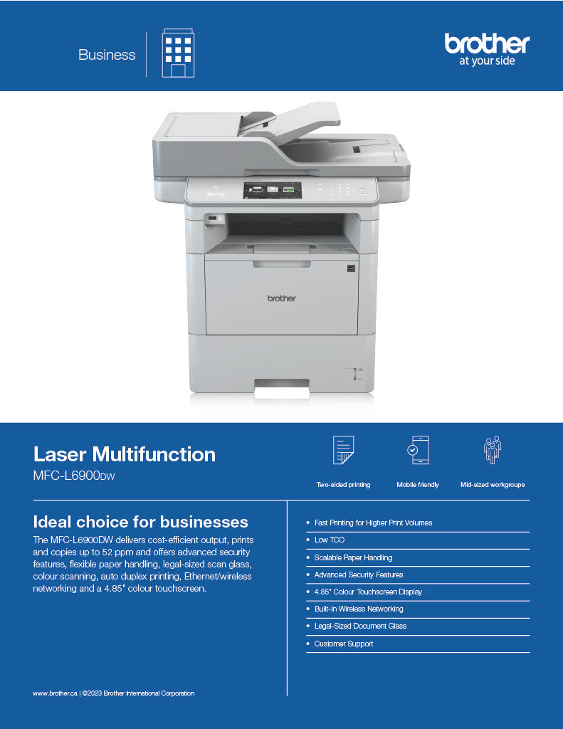 Brother MFC-L6900DW Wireless Business Laser Multifunction, Monochrome