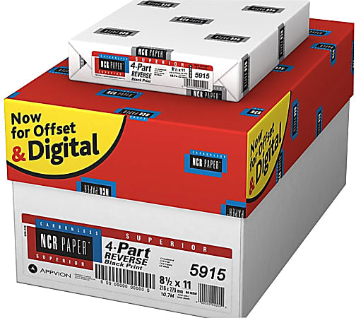 NCR Paper Superior 8 1/2 x 11 4prt  NCR G/P/C/W , 10 Reams , 500/ream 5,000 Sheets Per Case, 22 Lb, 92 Brightness (#5915)
