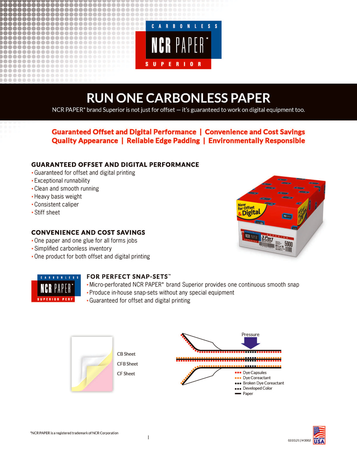 NCR Superior 8.5" x 11"  2prt Reverse Canary/White Carbonless Paper, 20 lbs, 92 Brightness, 500/Ream (#5887)